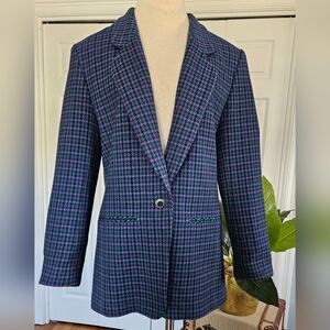 PENDLETON Vintage 100% Virgin Wool  Houndsooth Pattern Single Button Blazer!